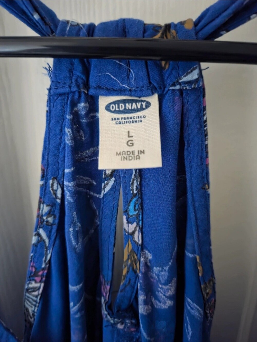 Old Navy Royal Blue Floral Tie-Back Mini Dress - Picture 3 of 4